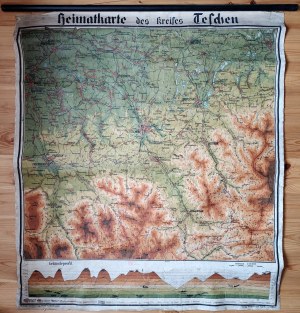 Cieszyn Silesia - Cieszyn - topographical map on canvas - Heimatkarte Kreis Teschen - Cieszyn ca. 1914 [ Cieszyn, Jablonkov, Skoczow, Ustroń , Szczyrk Bielsko, Bohumin, Strumien, Wisla ].