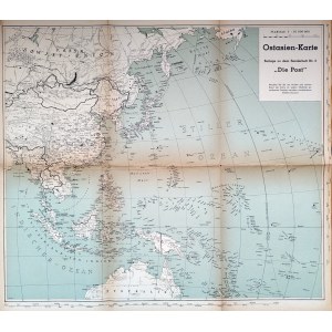 Mapa Azji wschodniej, obszar Pacyfiku i Ocean Indyjski - ok 1943 rok [ III Rzesza]