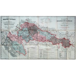 Karte von Kroazien und Slavonien - Mapa Chorwacji i Slawonii, dedykowana Hrabiemu Jellacic von Buzim, zaprojektowana przez M. Katzenschlager i K. Peucker - Wien 1909/10