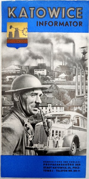 Katowice - guidebook, tourist folder, Katowice city plan, Katowice ca 1939, [ Orbis Zakopane stamp ].
