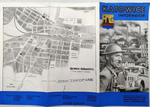 Katowice - guidebook, tourist folder, Katowice city plan, Katowice ca 1939, [ Orbis Zakopane stamp ].
