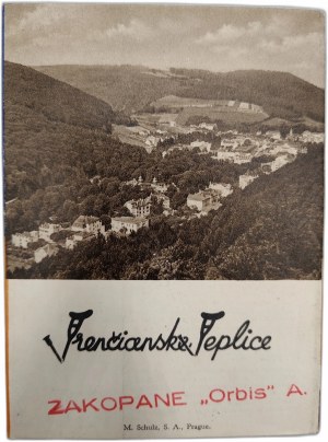 Trenčianske Cieplice - spa - published in Polish, ca. 1938 [ Orbis Zakopane stamp ].