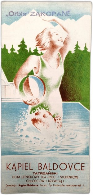 Bath Baldovce - Tatra summer home for children and students - ca. 1938 [ Orbis Zakopane stamp].