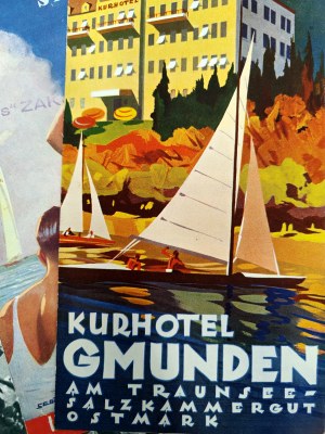 Royal Grand Hotel Budapest and other pre-war European hotel advertising prints [ Orbis Zakopane stamp].