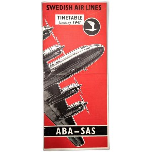 ABA - SAS - Swedish AIR LINES - Plan lotów styczeń 1947 [ Linie lotnicze, reklama Shell]