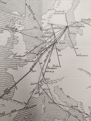 ABA - SAS - Swedish AIR LINES - Flight schedule January 1947 [ Airlines, Shell advertising].