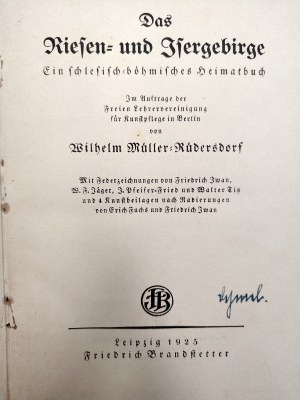 Wilhelm Müller Rüdersdorf - Guide - Karkonosze, Izera Mountains, Leipzig 1925 [ Jelenia Góra and surroundings].