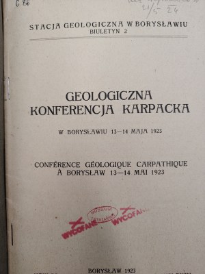 Geological Carpathian Conference in Boryslav, Boryslav 1923 [ Seal withdrawn from collection of Tatra Museum].
