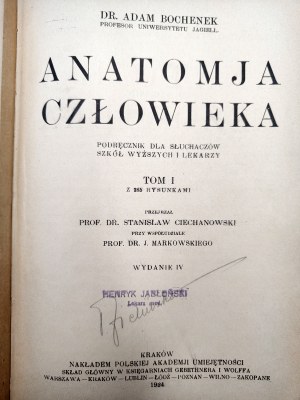 Dr. Adam Bochenek- Anatomy of a Human being - textbook - Volume I-III, Krakow 1924