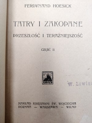 Hoesick F. - Tatra Mountains and Zakopane , part II, Poznań ca. 1923