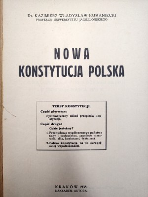 Kumaniecki K. - The new Polish Constitution - Krakow 1935