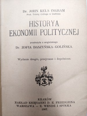 Ingram Kels J. - History of political economy, Krakow 1907