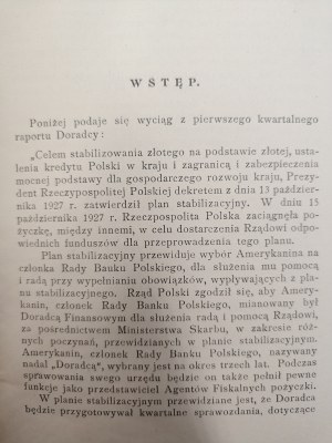 Report of Charles S. Dewey - foreign member of the Bank of Poland and financial advisor to the Government of Poland, Warsaw 1928