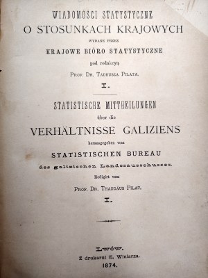 Pilat Tadeusz - Statistical News on Domestic Relations, Volumes I-III, Lviv 1874-76