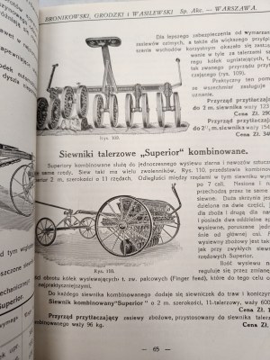 Catalog of agricultural machinery and tools of the Bronikowski, Grodzki, Wasilewski company, Warsaw 1928