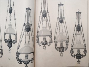 Catalog of the company Ditmar Brunner - Oil lamps, chandeliers, lampshades, hanging lamps, standing lamps, wall lamps - year 1921 - Vienna