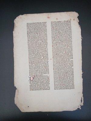 Incunabula card, circa 1470, folio (40.2 x 28.5 cm)