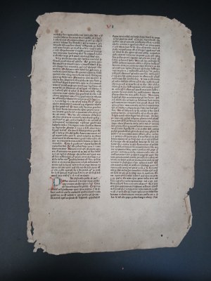 Incunabula card, circa 1470, folio (40.2 x 28.5 cm)