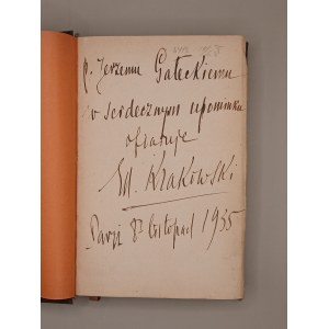 Edouard Krakowski. Adam Mickiewicz philosophe mystique [...] Paris ok. 1935 [z dedykacją autora]