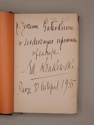 Edouard Krakowski. Adam Mickiewicz philosophe mystique [...] Paris ca. 1935 [with dedication by the author].