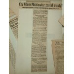 MICKIEWICZ OTRUTY!!! SENSACJA! Zbiór artykułów z gazet II Rzeczypospolitej, dotyczących okoliczności śmierci poety. UNIKAT! [IKC, Głos Narodu, Czas, Kurier warszawski, Naprzód, Boy, Wasilewski, Feldman,Bruchnalski i inni][ze zbiorów Justyna Sokulskiego]