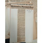 MICKIEWICZ OTRUTY!!! SENSACJA! Zbiór artykułów z gazet II Rzeczypospolitej, dotyczących okoliczności śmierci poety. UNIKAT! [IKC, Głos Narodu, Czas, Kurier warszawski, Naprzód, Boy, Wasilewski, Feldman,Bruchnalski i inni][ze zbiorów Justyna Sokulskiego]