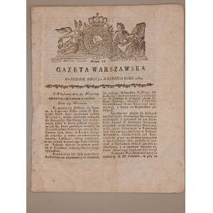 [SEJM WIELKI] GAZETA WARSZAWSKA 1789 rok. nr. 78. SESSYA SEYMOWA CLXII i CLXIII. [REWOLUCJA FRANCUSKA]