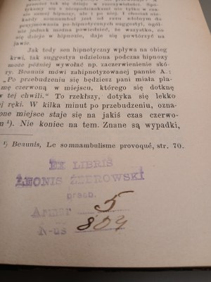 X. Dr. Prof. KAZIMIERZ WAIS. THE WILDNESS OF HIPNOTISM in the light of THE LATEST SCIENTIFIC RESEARCH. PRZEMYŚL 1899 [ a copy from the library of a senator of the Second Republic].