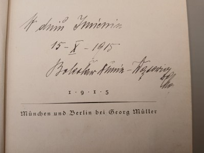 [BOLESŁAW DUNIN- WĄSOWICZ handwritten dedication] A. von Guttry. Die Polen und der Weltkrieg. Berlin 1915[charge at Rokitna].