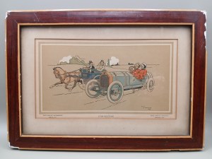 [René VINCENT, ART DECO] ORIGINAL ADVERTISEMENT OF BERLIET AUTOMOBILE RACING. ca. 1910.