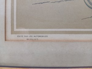 [René VINCENT, ART DECO] ORIGINAL ADVERTISEMENT OF BERLIET AUTOMOBILE RACING. ca. 1910.