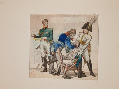ANTI-NAPOLEONIC CARICATURE. Shaving the emperor with an English razor ca.1813/14