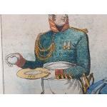 KARYKATURA ANTYNAPOLEOŃSKA. GOLENIE CESARZA ANGIELSKĄ BRZYTWĄ ok.1813/14 rok