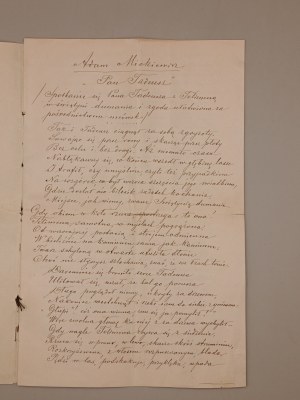 [PAN TADEUSZ] ANTONI ORŁOWSKI. ANTS-AN EROTIC POEM. Manuscript from the turn of the 19th and 20th centuries).