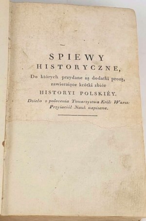 NIEMCEWICZ- HISTORICAL SINGS with music and engravings 1816