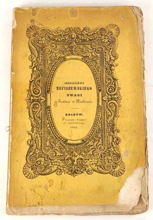 MECISZEWSKI- COMMENTS ON THEATER IN KRAKÓW 1843