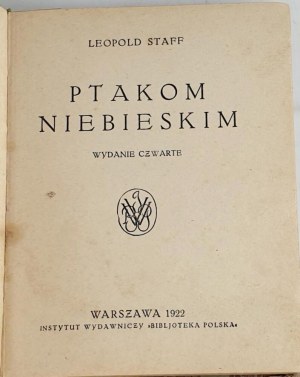 STAFF-BIRDS OF THE BLUE. Warsaw 1922