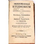 [TYGODNIOWE STUDIUM DO UŻYCIA W SEMINARIACH WARSZAWSKICH] HEBDOMADALE STUDIORUM SEU RUDIMENTA THEOLOGICA. Varsavia 1805