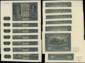 Polsko, sada: 10 x 50 zlatých, 1.08.1941