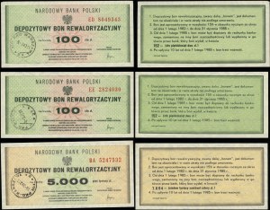 Poland, set: vouchers for 100 (x2) and 5,000 zloty, 1982