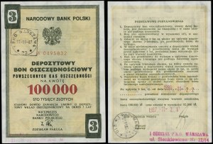 Poland, deposit savings voucher for the amount of 100,000 zlotys, Warsaw