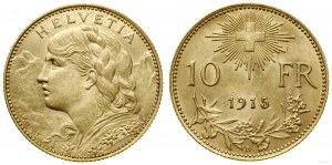 Switzerland, 10 francs, 1915 B, Bern