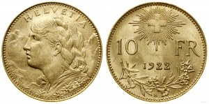 Switzerland, 10 francs, 1922 B, Bern