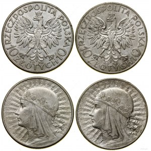 Polska, zestaw 2 x 10 złotych, 1932 (ze znakiem - Warszawa) i 1932 (bez