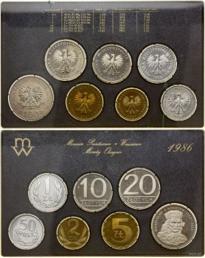Poland, vintage set of circulation coins - prooflike, 1986, Warsaw