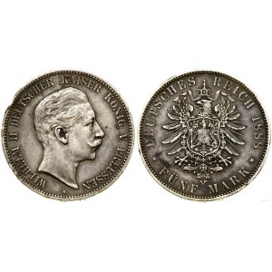 Niemcy, 5 marek, 1888 A, Berlin