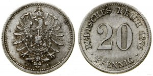 German Empire, 20 fenig, 1876 F, Stuttgart