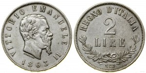 Italy, 2 lira, 1863 N, Naples