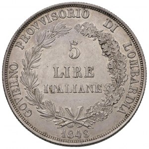 Italian coins - MILANO Governo provvisorio (1848) 5 Lire 1848...