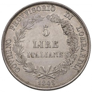 Italian coins - MILAN Provisional government (1848) 5 Lire 1848...